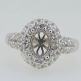 Sterling Silver Semi Mount Ring Setting Oval OV 8X6mm White Topaz - Syzjewelry